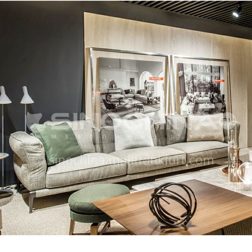 MY-871 High-end Nordic Italian Minimalist Living Room Cotton Linen Fabric Sofa + Seat Bag Down + Armrest Bag Down + Hardware Base